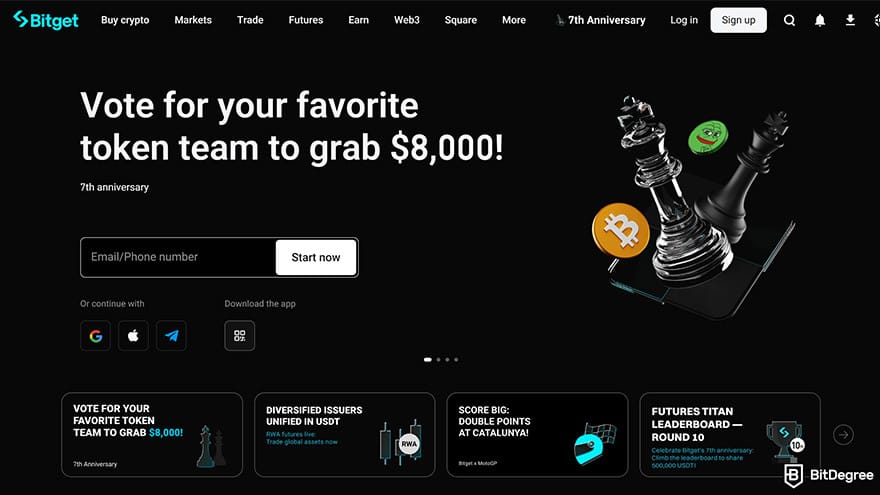 Best cryptocurrency exchange: Bitget homepage.