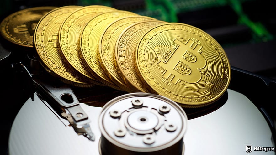 Best cryptocurrency wallet: Bitcoin coins on a hard drive.