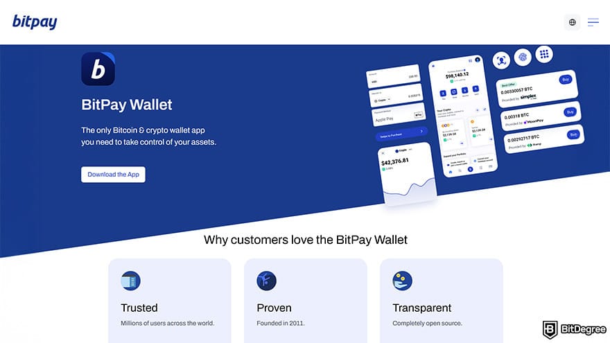 Best cryptocurrency wallet: BitPay wallet.