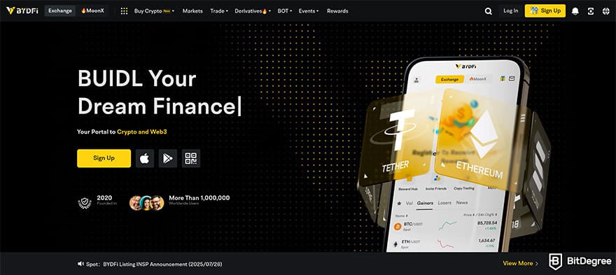 BYDFi review: BYDFi homepage. BYDFi review: BYDFi homepage.