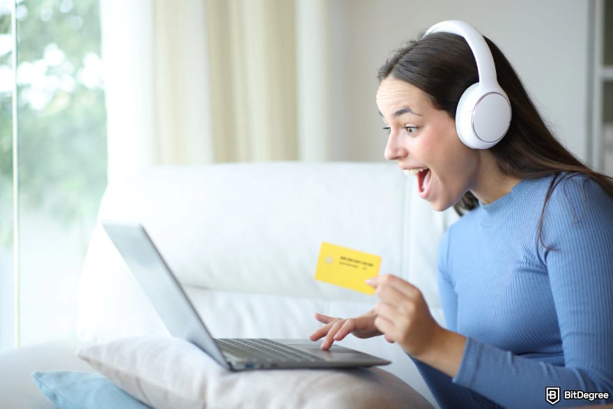 Hardware crypto wallet: excited buyer.