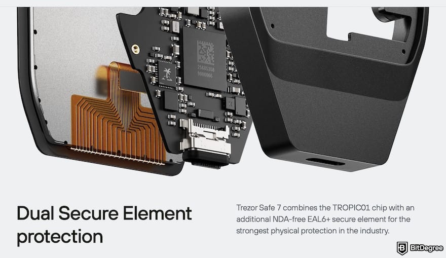 Hardware crypto wallet: dual secure element protection on Trezor Safe 7.