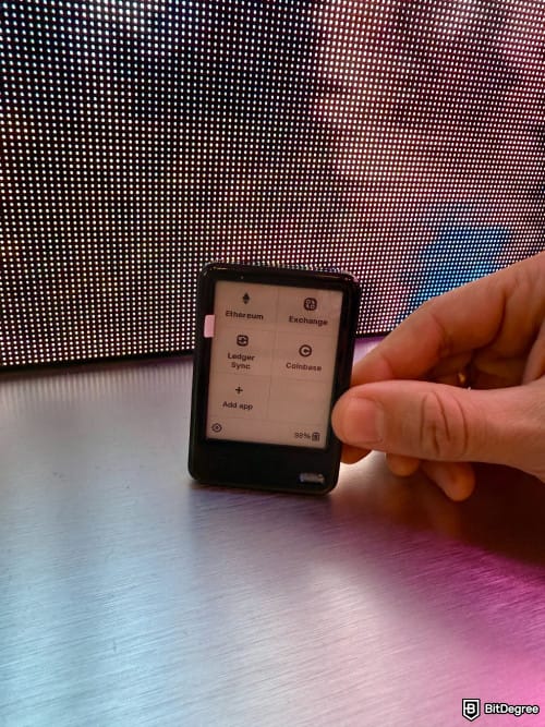 Ledger Nano Gen5 review: the Ledger Nano Gen5 device placed upright.