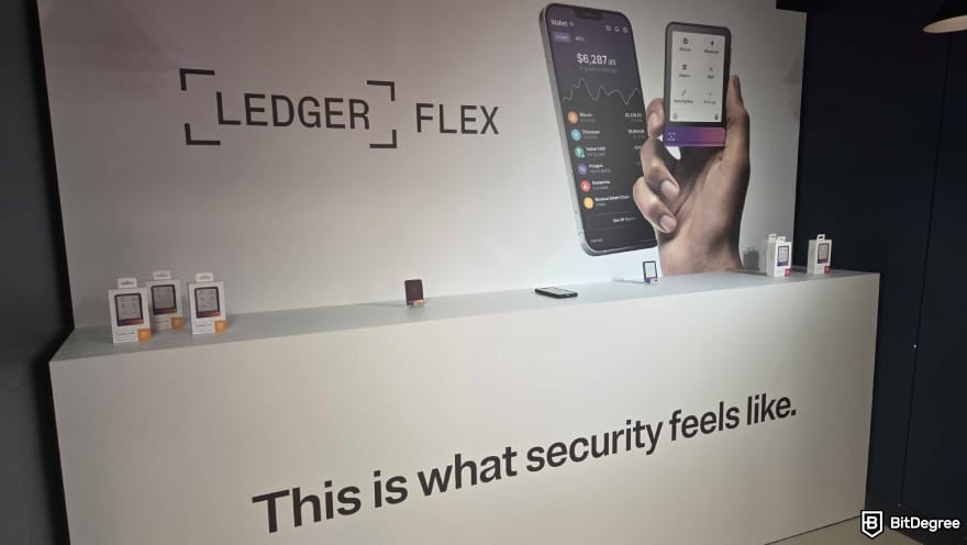 Ledger Nano Gen5 review: live picture from Ledger conference displaying Flex.