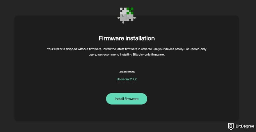 Trezor Safe 7 review: firmware installation.