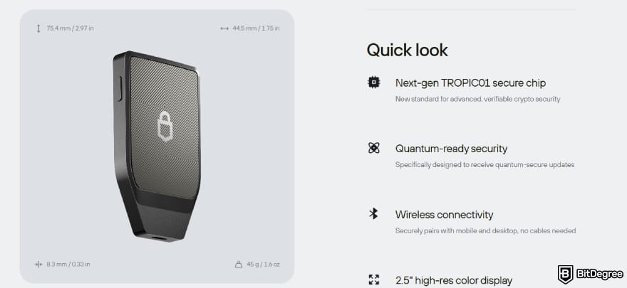 Trezor Safe 7 review: Trezor Safe 7's quick look at the specs.