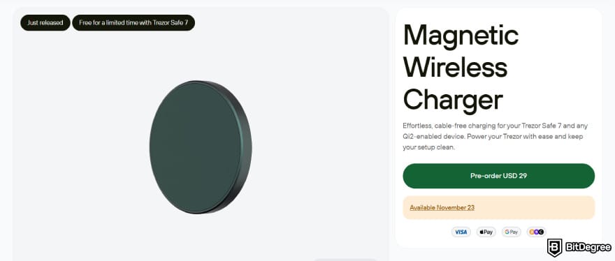 Trezor Safe 7 review: magnetic wireless charger.