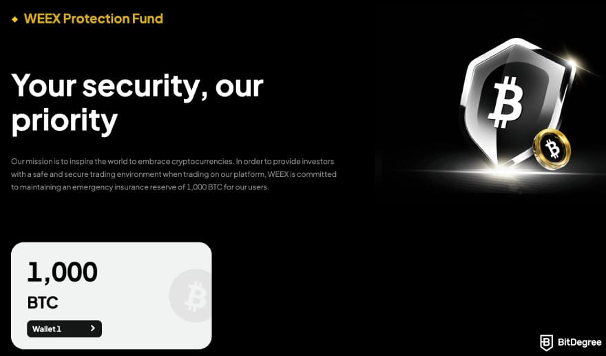 WEEX review: BTC protection fund.